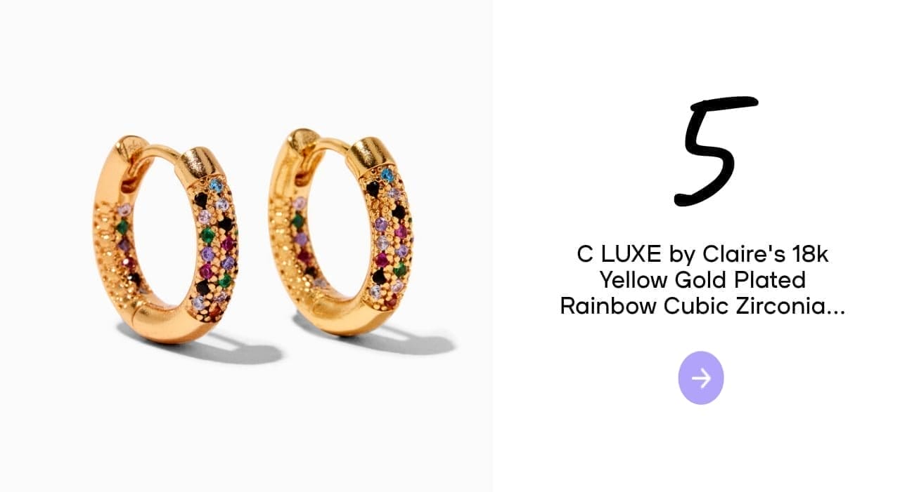 C LUXE by Claire's 18k Yellow Gold Plated Rainbow Cubic Zirconia 12MM Hoop Earrings