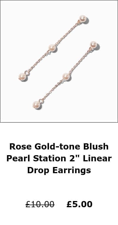 Rose Gold-tone Blush Pearl Station 2" Linear Drop Earrings