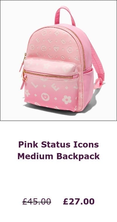 Pink Status Icons Medium Backpack