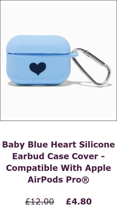 Baby Blue Heart Silicone Earbud Case Cover