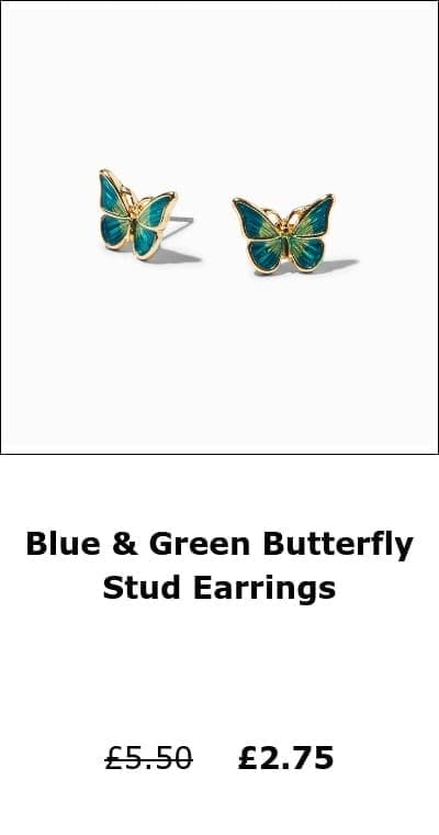 Blue & Green Butterfly Stud Earrings