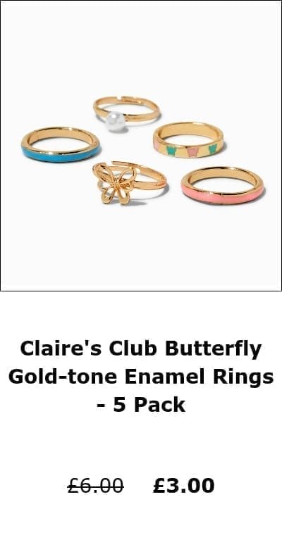 Claire's Club Butterfly Gold-tone Enamel Rings - 5 Pack