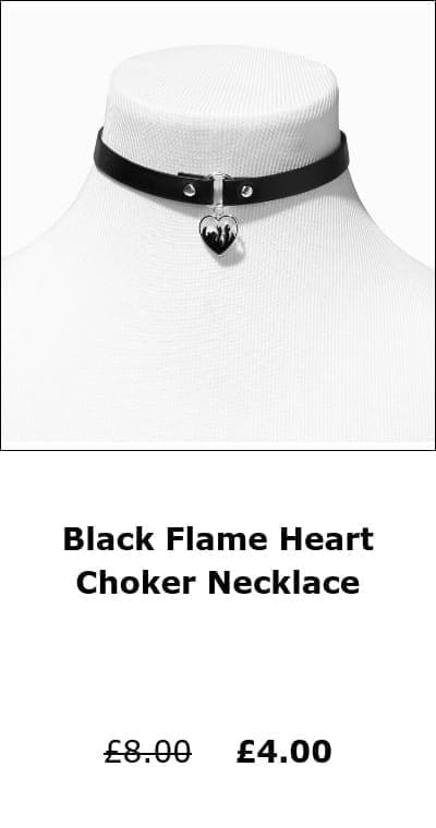 Black Flame Heart Choker Necklace