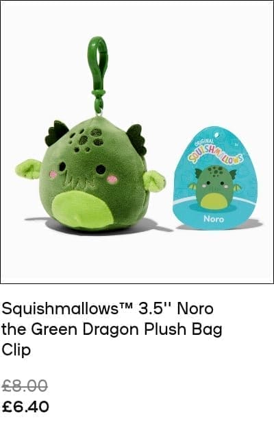 Squishmallows™ 3.5'' Noro the Green Dragon Plush Bag Clip