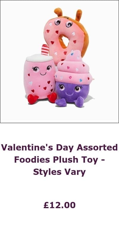 Valentine's Day Assorted Foodies Plush Toy - Styles Vary