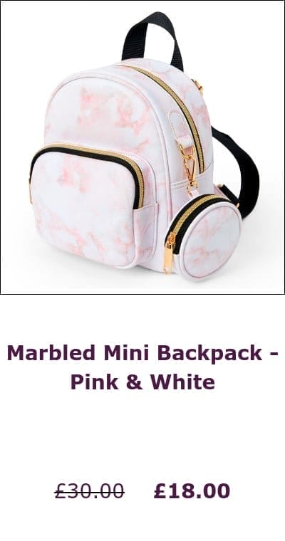 Marbled Mini Backpack - Pink & White