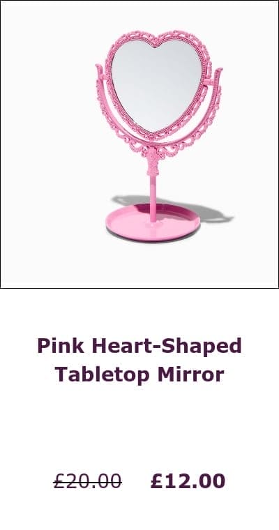 Pink Heart-Shaped Tabletop Mirror