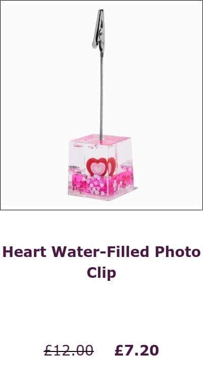 Heart Water-Filled Photo Clip