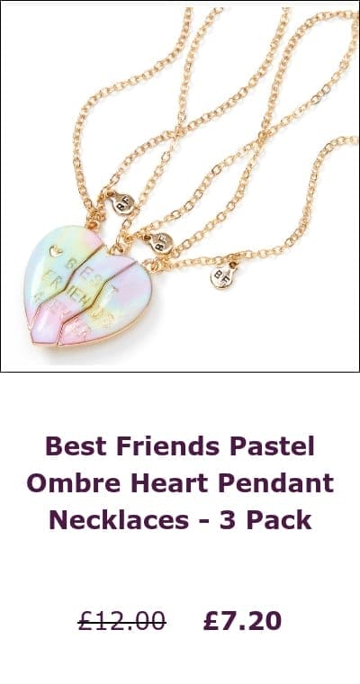 Best Friends Pastel Ombre Heart Pendant Necklaces - 3 Pack