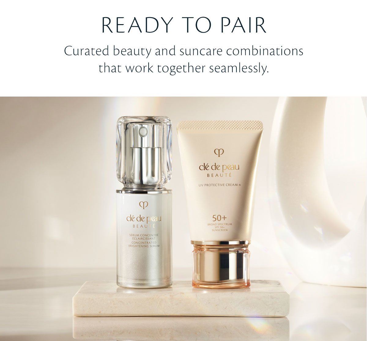 Ready to Pair. Curated beauty and suncare combinations, that work together seamlessly.