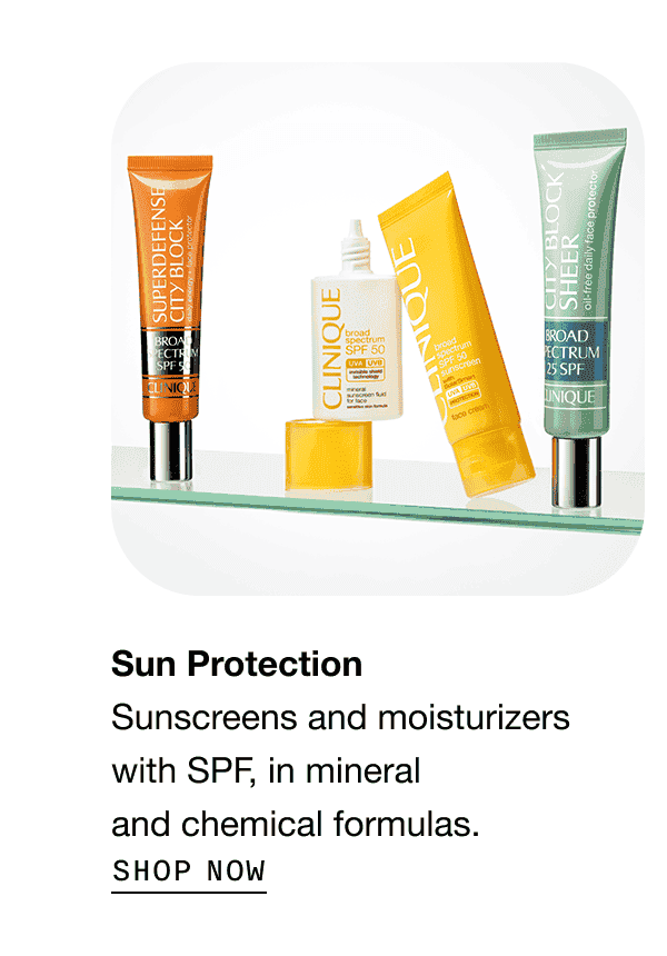 Sun Protection Sunscreens and moisturizers with SPF, in mineral and chemical formulas. | SHOP NOW