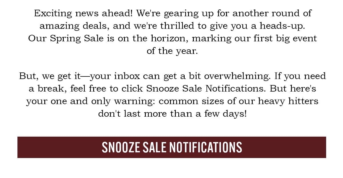 Snooze Sale Notifications