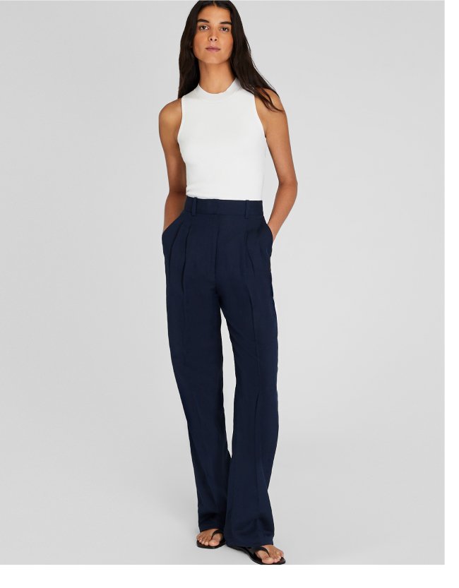 Pleated Linen Blend Trouser