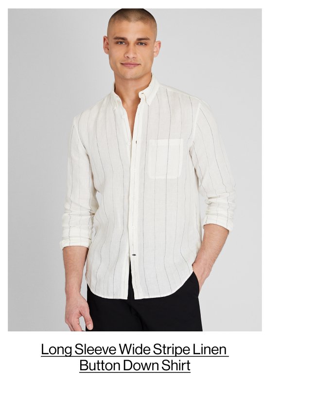 Long Sleeve Wide Stripe Linen Shirt