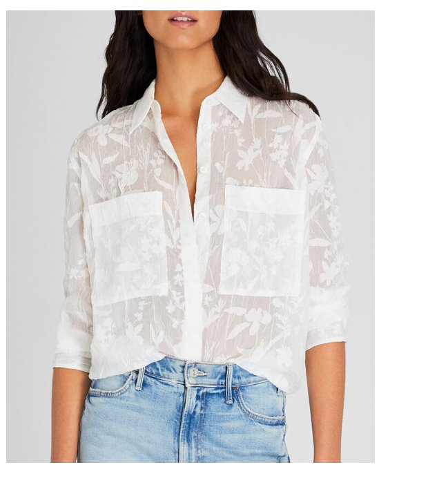 Sheer Floral Button-Down Shirt