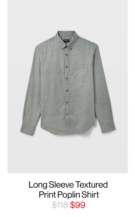 Long Sleeve Textured Print Poplin Shirt 