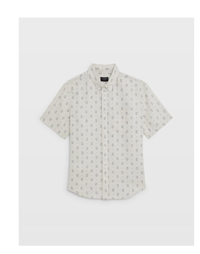 Medallion Print Short Sleeve Slim Linen Shirt