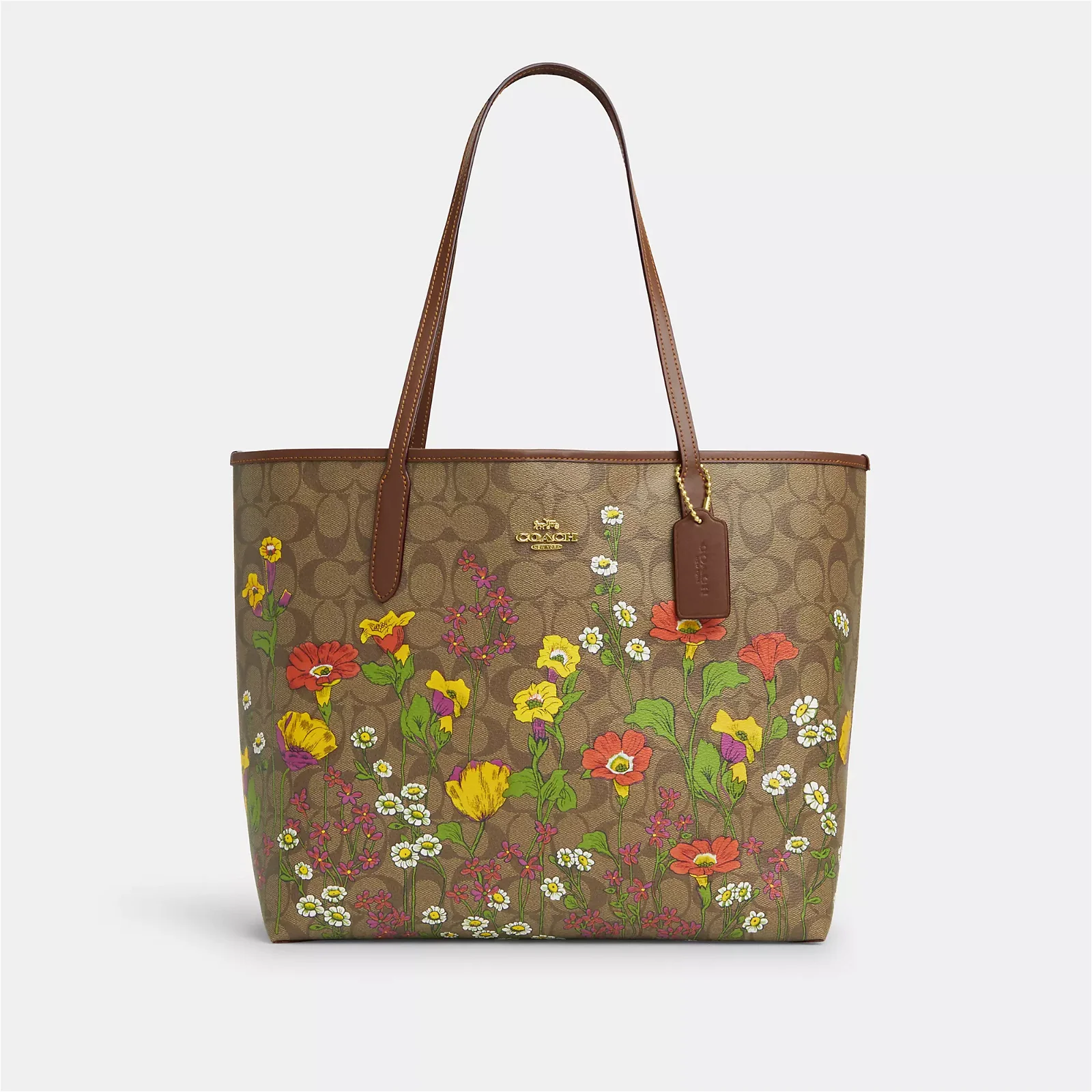 City Tote In Signature Canvas With Floral Print