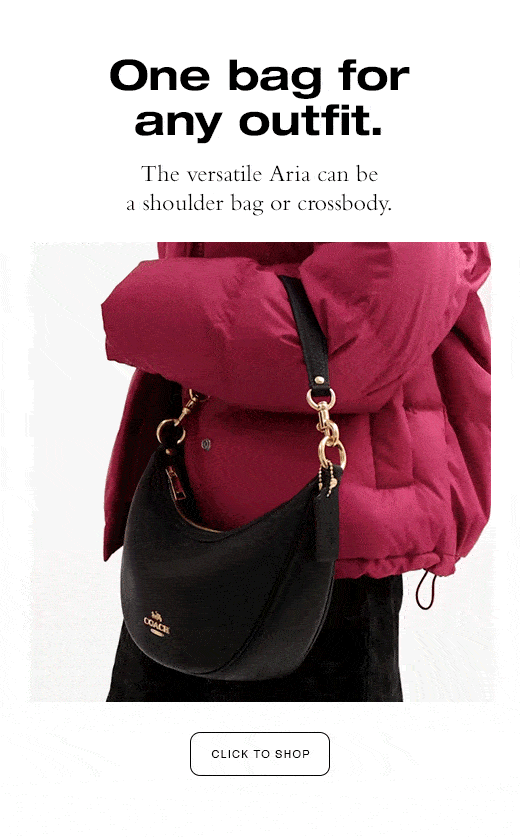 One bag for any outfit. The versatile Aria can be a shoulder bag or crossbody. CLICK TO SHOP