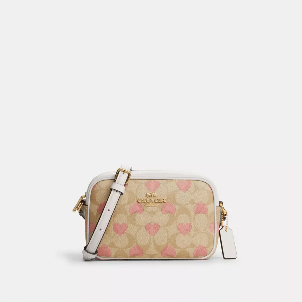 Mini Jamie Camera Bag In Signature Canvas With Heart Print