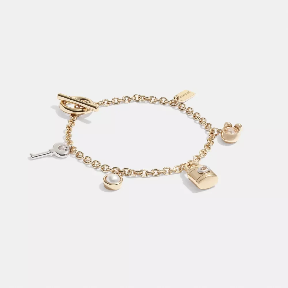 Signature Padlock And Key Charm Bracelet