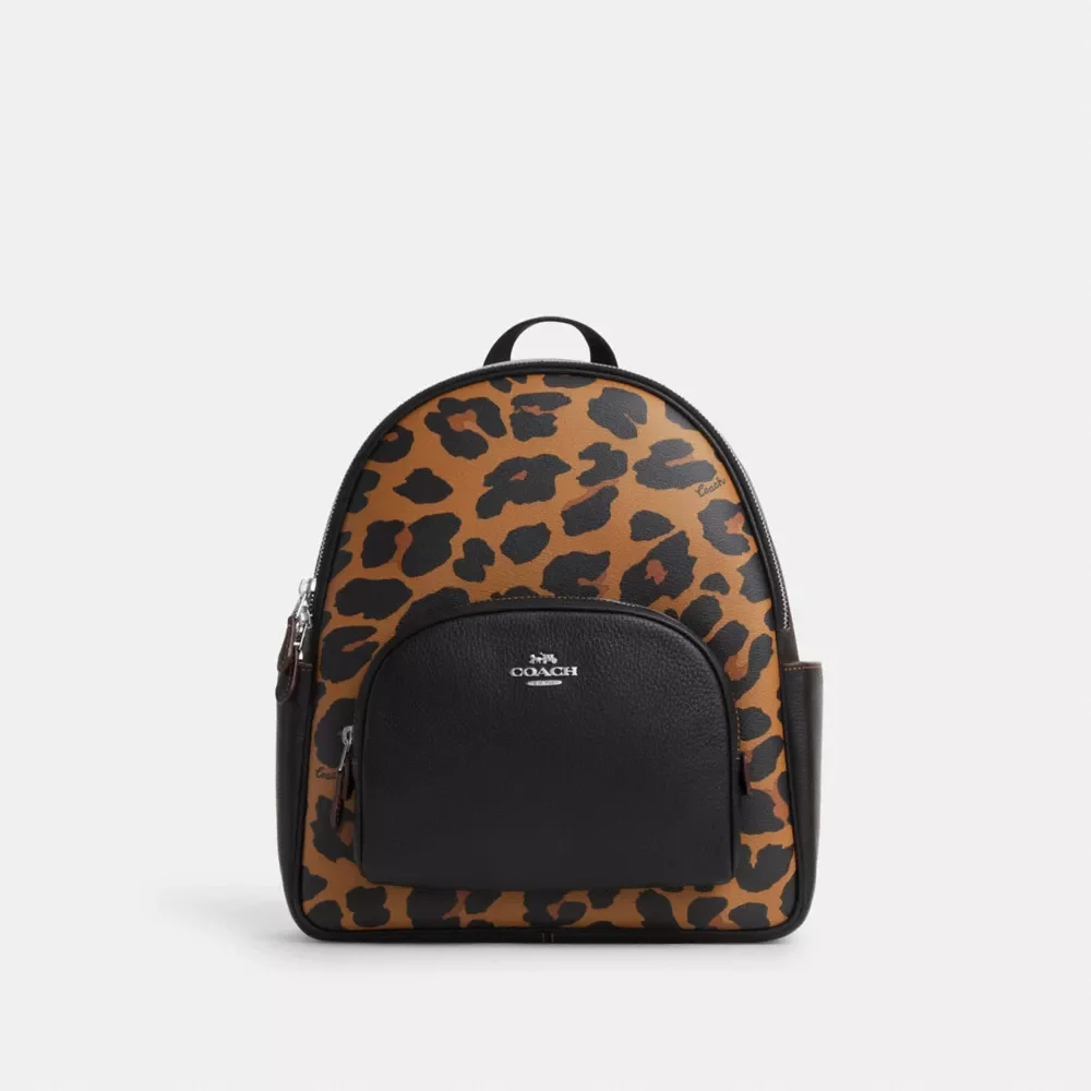 Court Backpack With Signature Canvas And Leopard Print