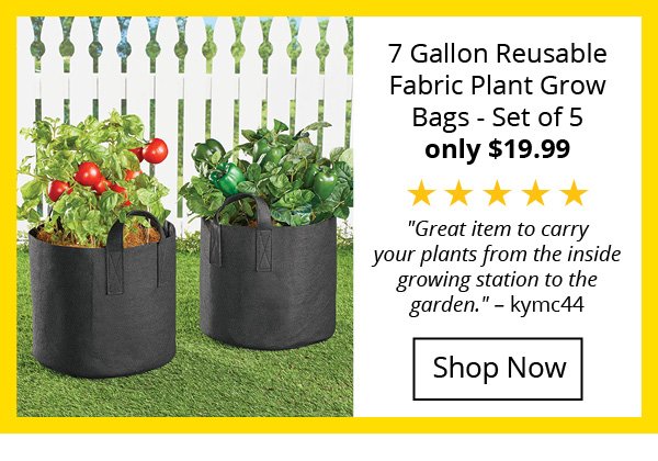 7 Gallon Reusable Fabric Plant Grow Bags - Set of 5