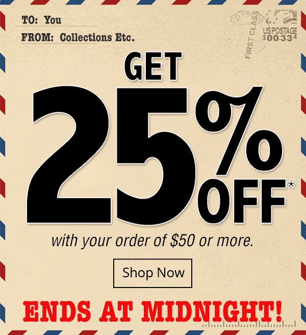 Get 25% off Orders of \\$50 or more