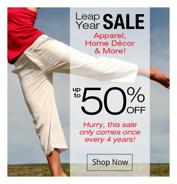 Leap Year Sale- Up to 50% off