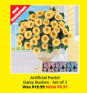 Artificial Pastel Daisy Bushes - Set of 3