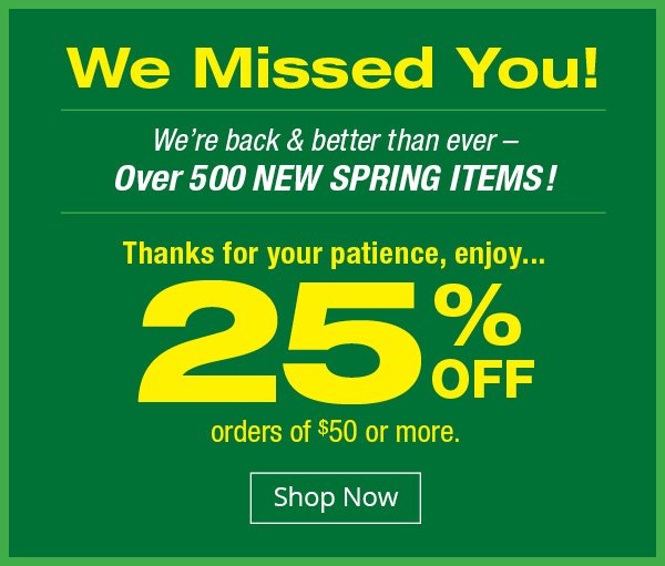 25% off orders of \\$50 or more