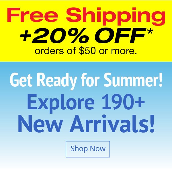 Free Shipping + 20% off your order of \\$50 or more