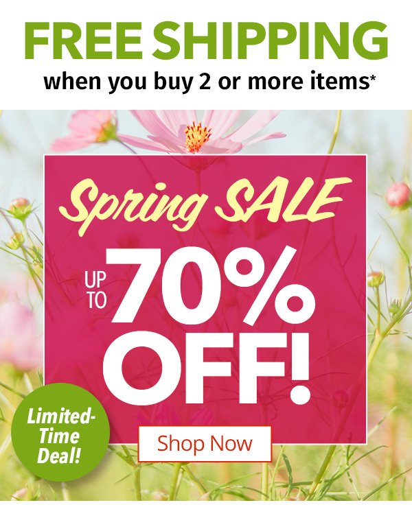 Buy 2 or more items and get Free Shipping Spring Sale