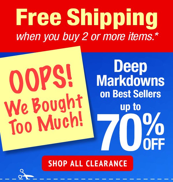 Up To 70% Off + Free Shipping when you buy 2 or more items