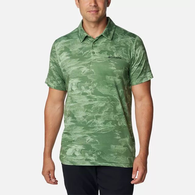 Green patterned polo.