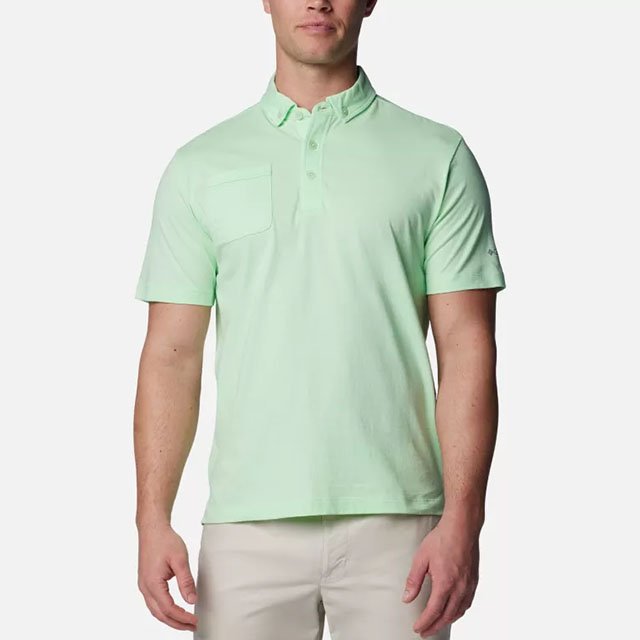 Man in green polo shirt