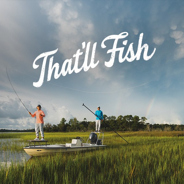 That'll fish. Anglers on a boat in the water.