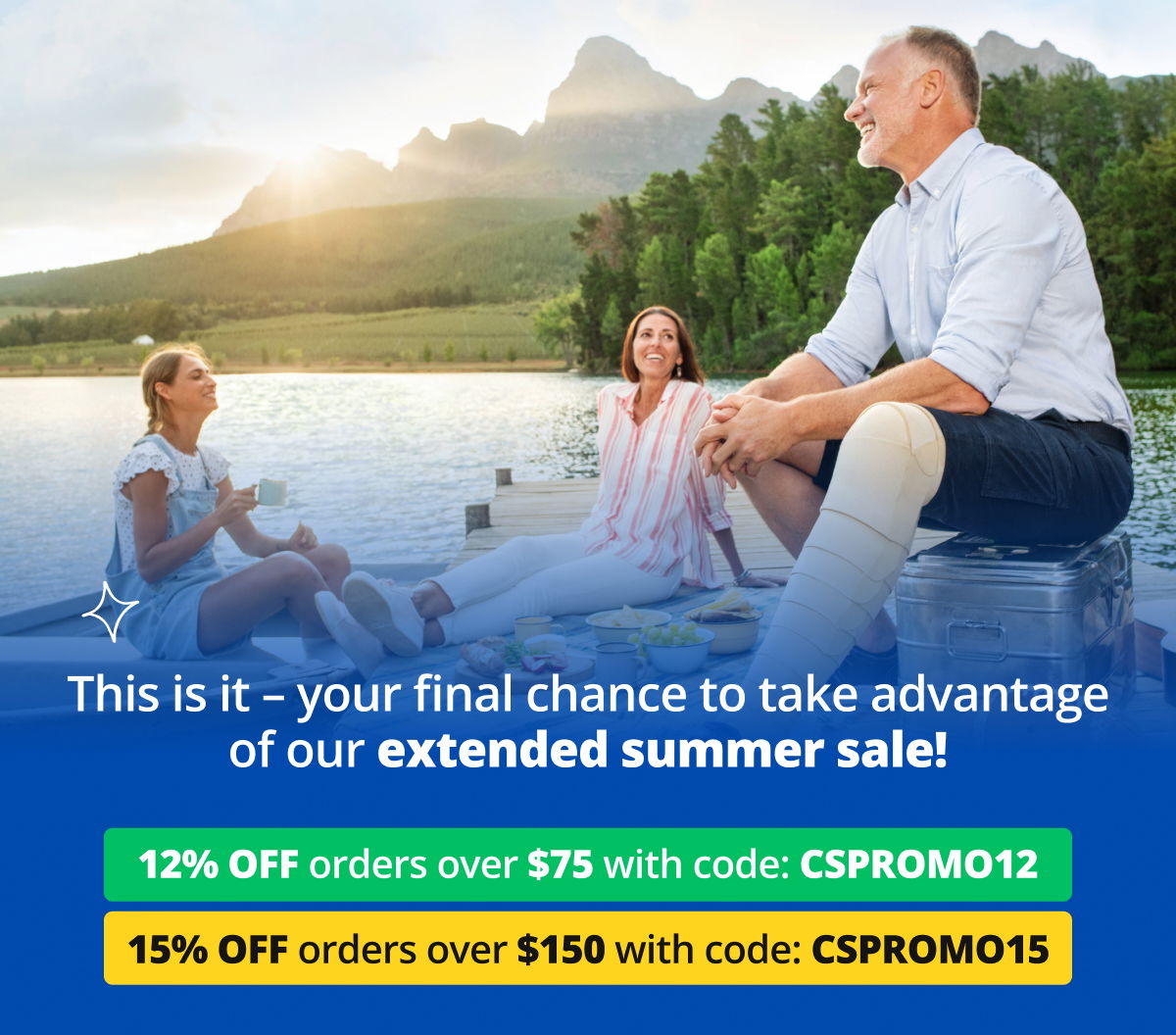 This is it – your final chance to take advantage of our extended summer sale! 12% OFF orders over \\$75 Code: CSPROMO12 OR 15% OFF orders over \\$150 Code: CSPROMO15