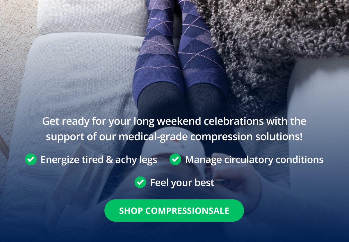 Get ready for your long weekend celebrations with the support of our medical-grade compression solutions! ✔️Energize tired & achy legs ✔️Manage circulatory conditions ✔️Feel your best → SHOP COMPRESSIONSALE