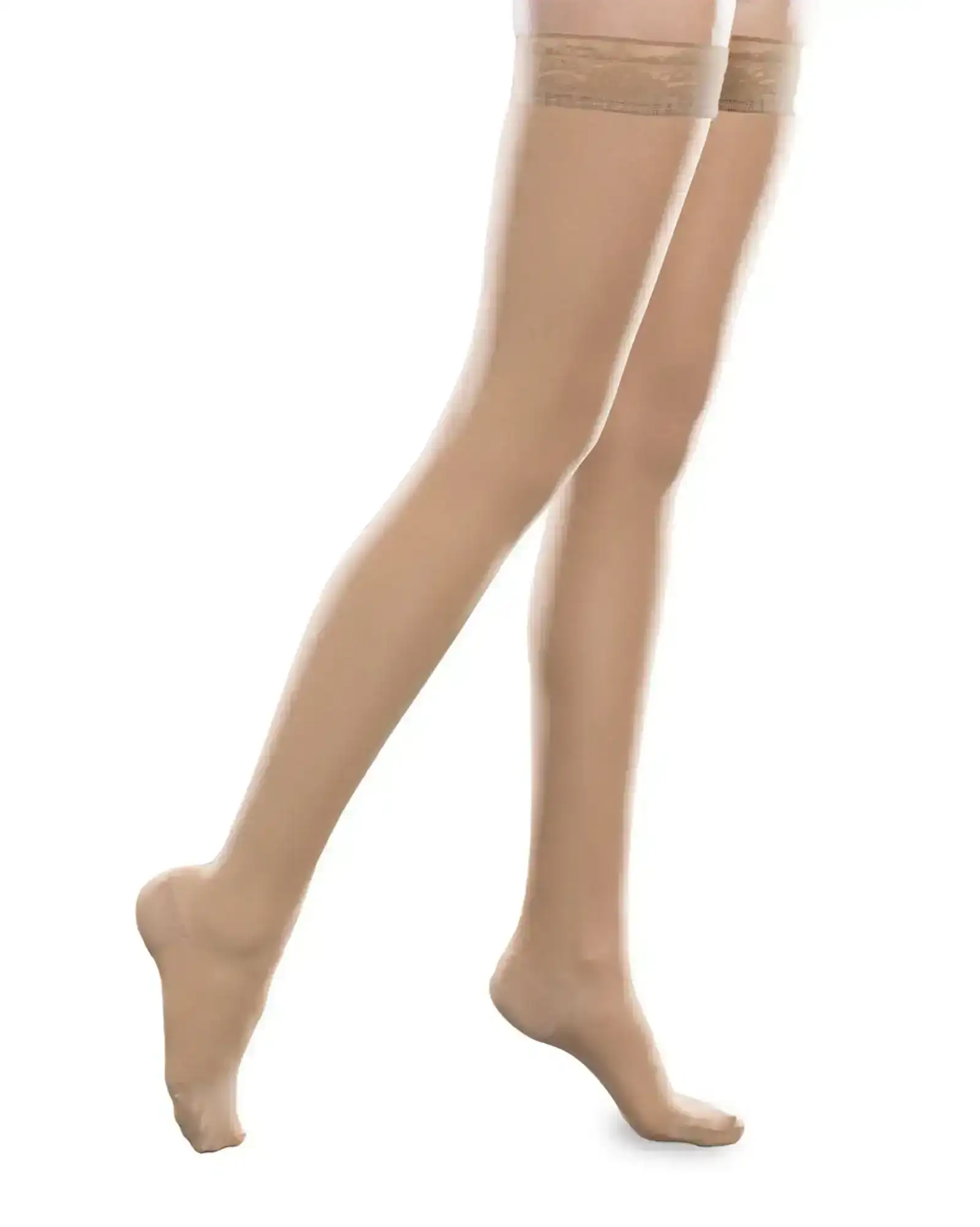 Image of Therafirm Sheer Ease Women's Closed Toe Thigh High Stockings 20-30mmHg - Clearance