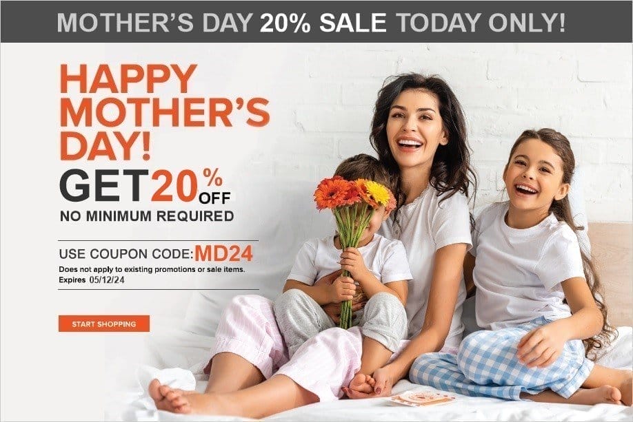 Mother's Day 20% Off Sale Today Only