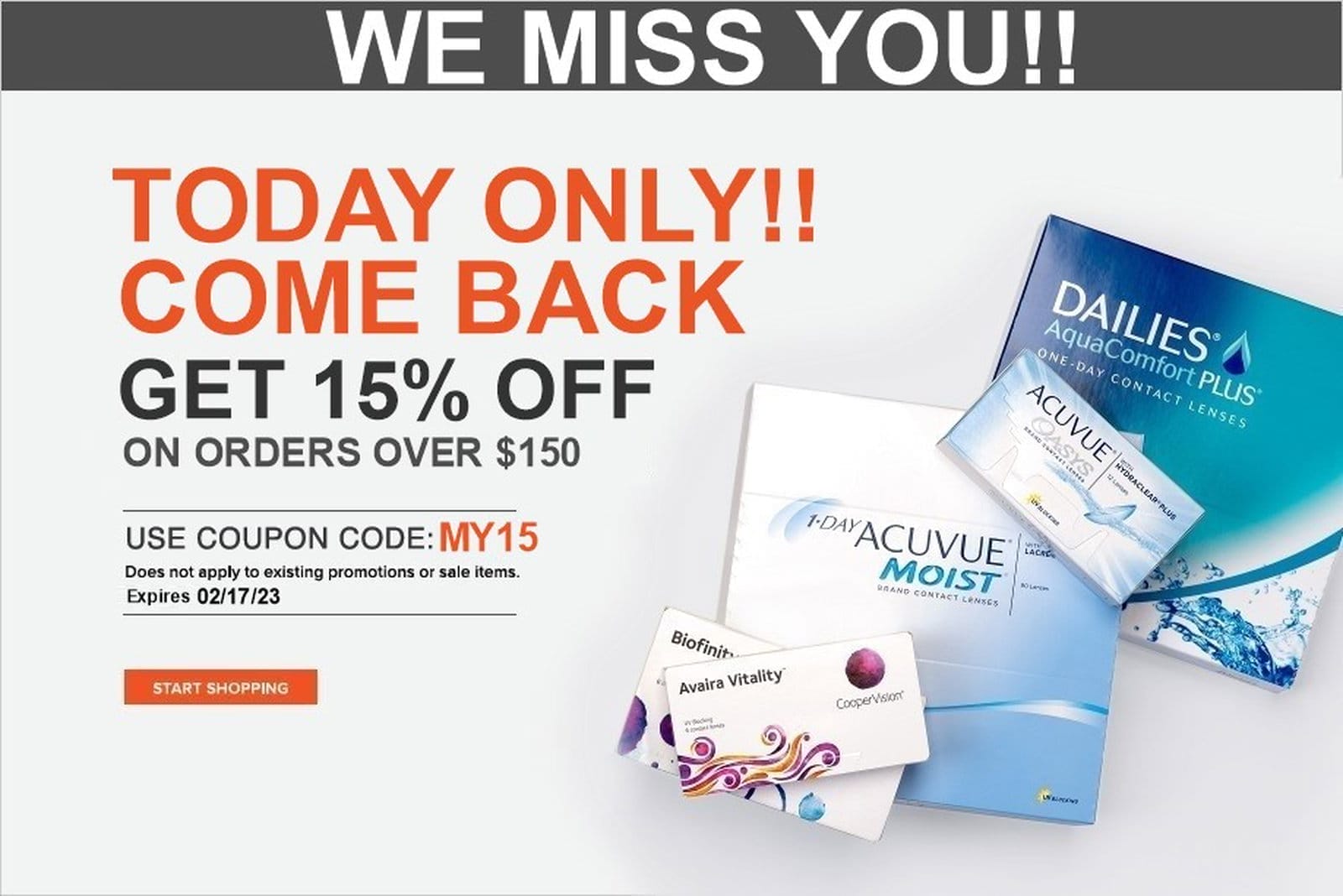 Get 15% OFF on orders above \\$150 | ContactLensKing.com