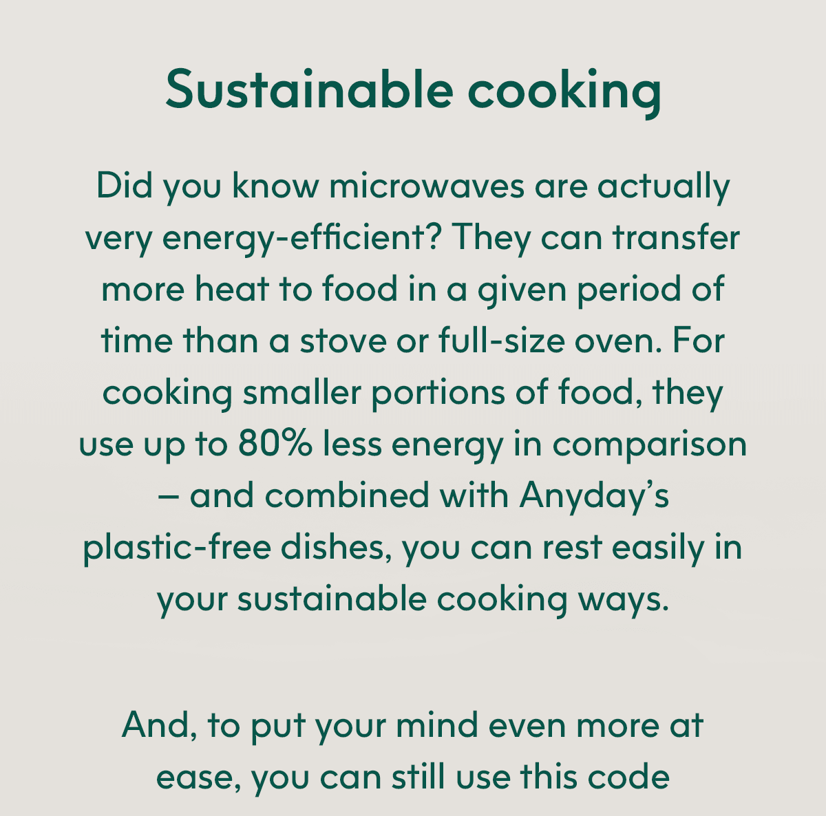 Sustainable cooking
