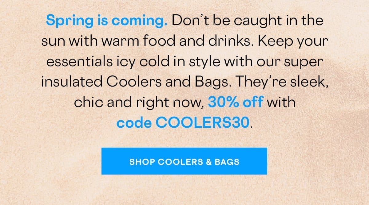 Shop 30% Off All Coolers & Bags