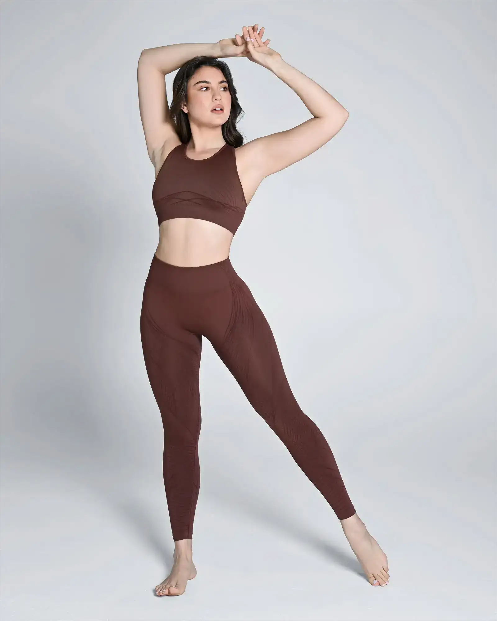 Image of Seamless Crop Tank & Leggings Set - Chestnut Brown