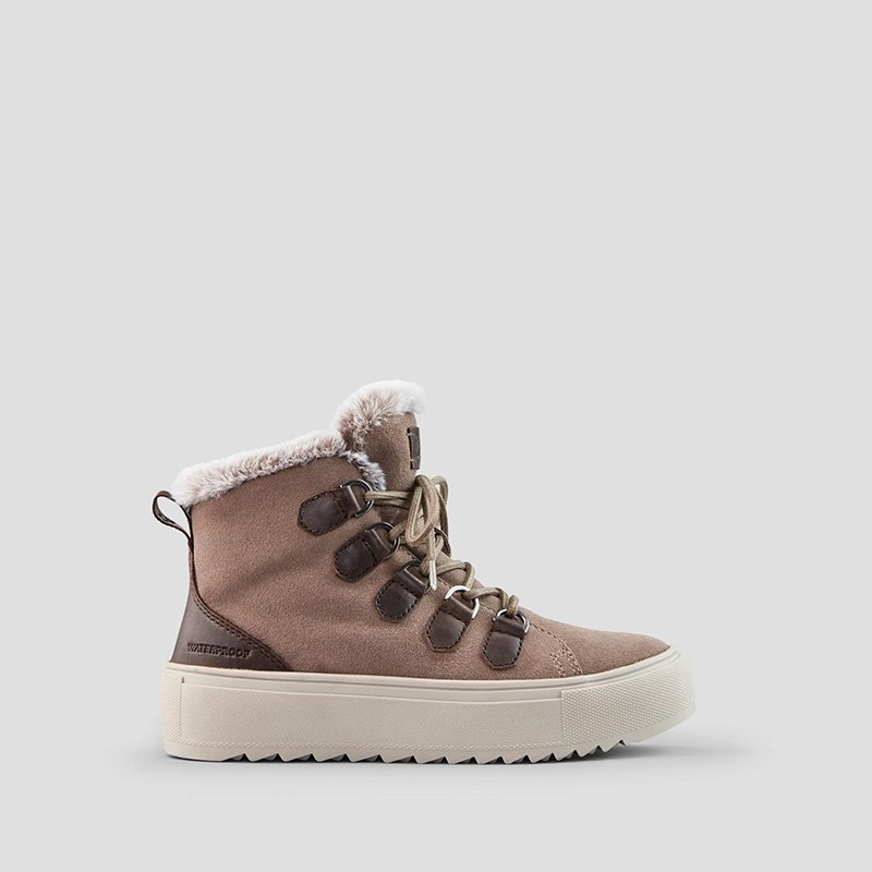 Avril Suede and Leather Waterproof Winter Boot in Almond-Cask