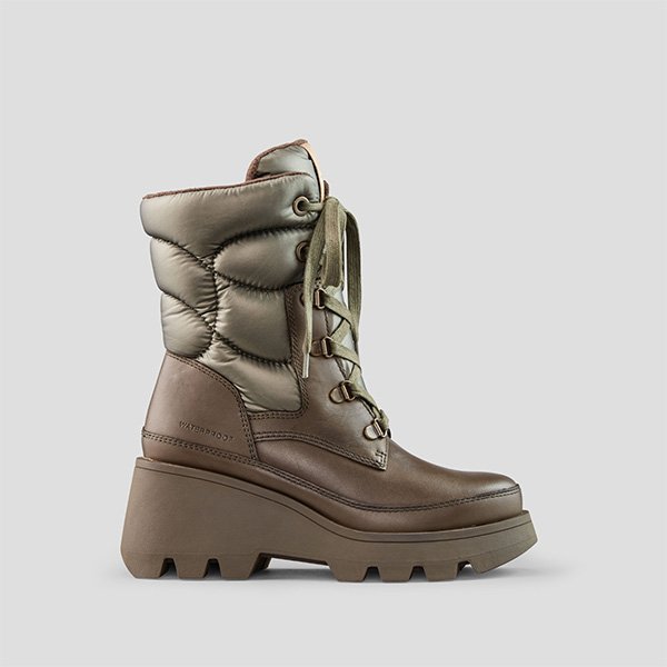 Verona Nylon and Leather Wedge Waterproof Boot with PrimaLoft® in Loden