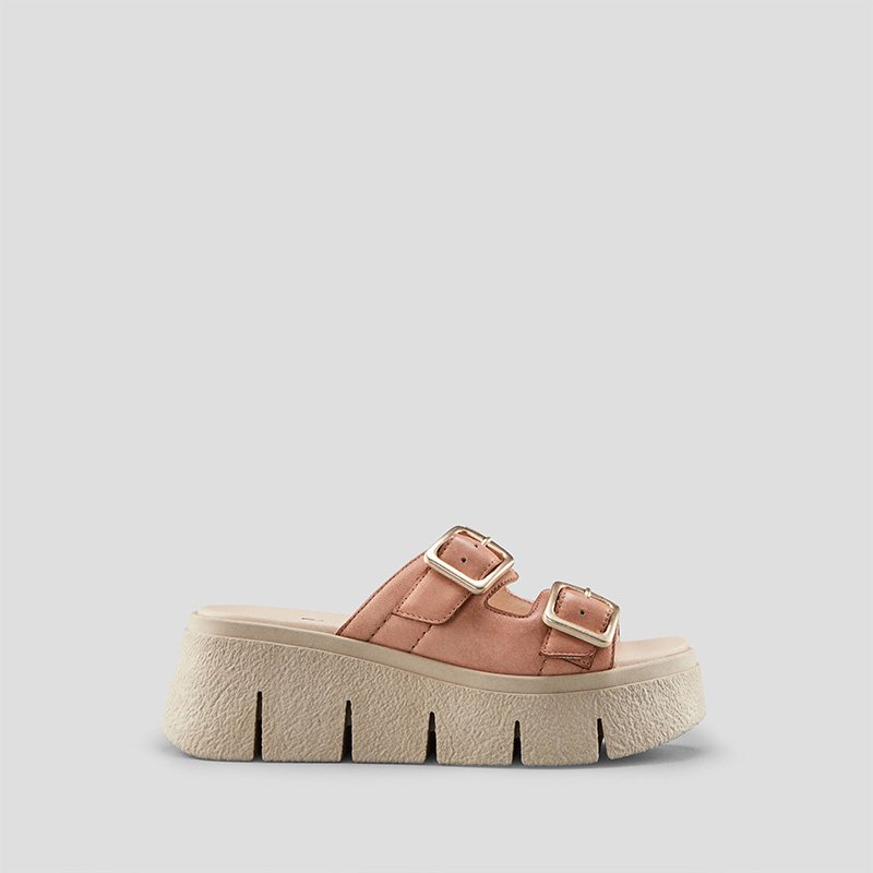 Astrid Luxmotion Leather Wedge Sandal in Nude