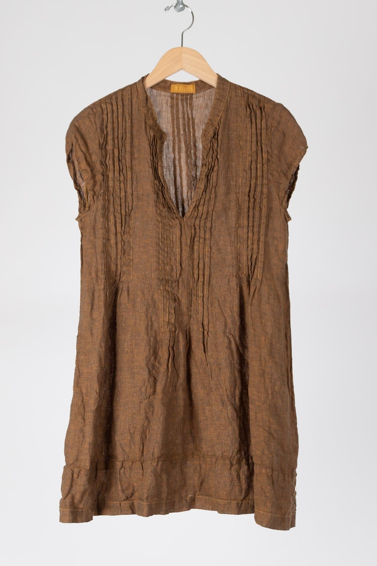 linen tunic with pin tucks