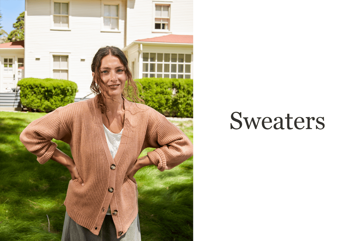 models wearing cottonsilk skirt and wool cardigan